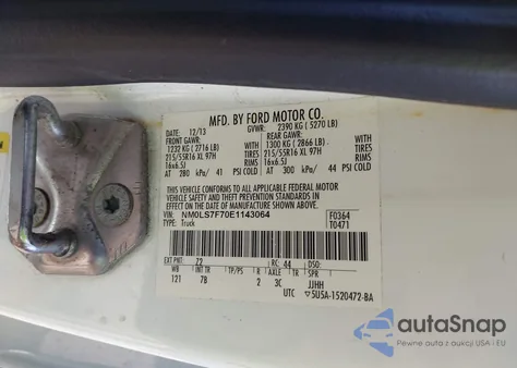 2014 Ford Transit Connect Xlt from USA, damaged, VIN NM0LS7F70E1143064